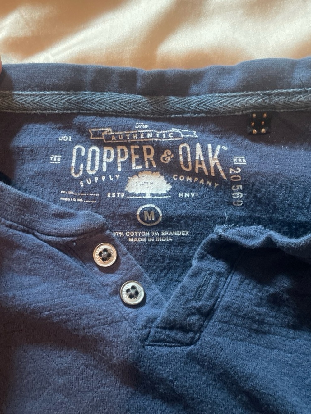 Men's Navy Long Sleeve Henley Shirt
